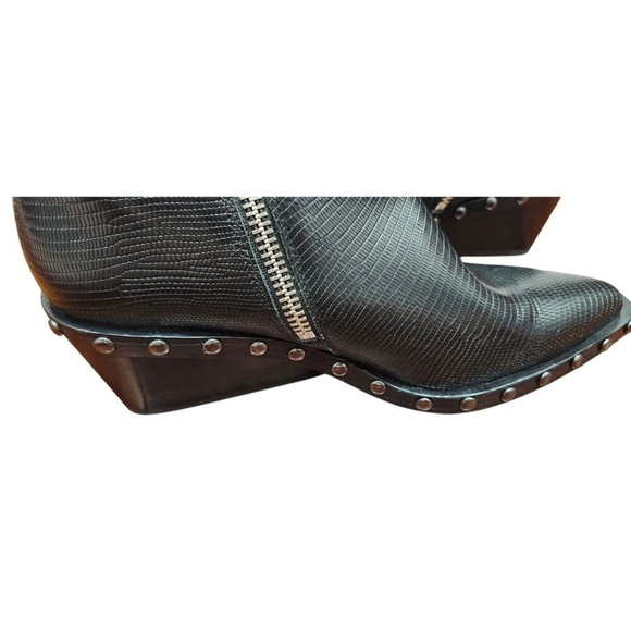Rag & Bone santiago mid boots Womens black Lizard-embossed calf Size EU 40/US9.5 - Picture 9 of 16